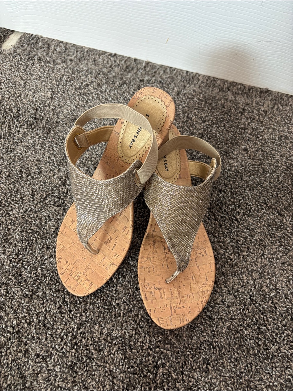 St. John's Bay Metallic Gold Thong Cork Sandals